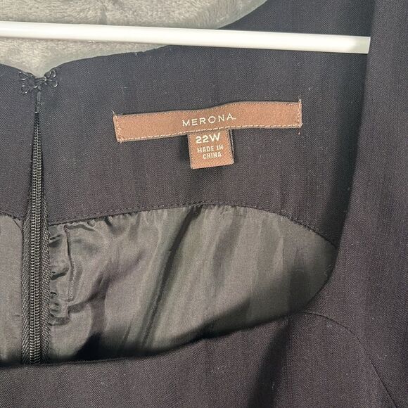 Merino Black Sleeveless Striped Fully Lined Midi Dress Size 22W - Picture 3 of 12